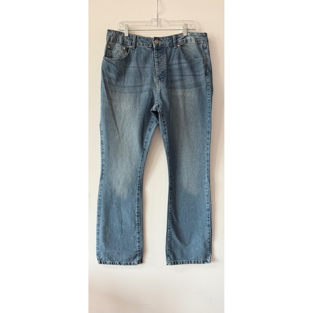BoohooMAN Bootcut Flare Denim Jeans Light Wash Mens 36 Retro Hip Hop Y2K Grunge
